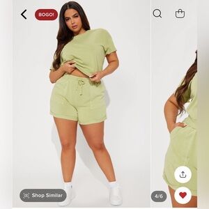 Green lounge set with shorts